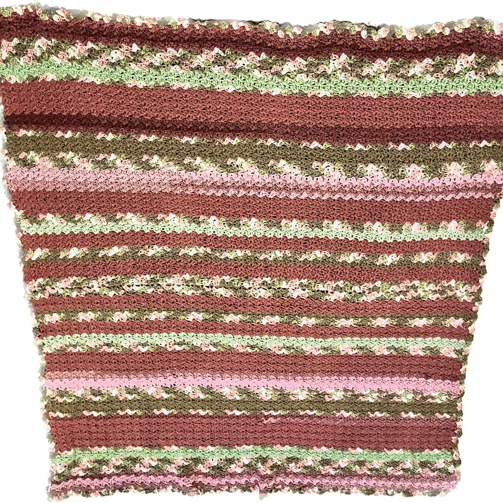 New Handmade Crocket Afghan Blanket, pink camo (mauve & green)
